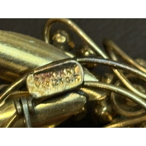 VINTAGE 2 GOLD FILLED BROOCH PIN LOT SIGNED Krementz & Star Art 10g - Picture 6 of 9